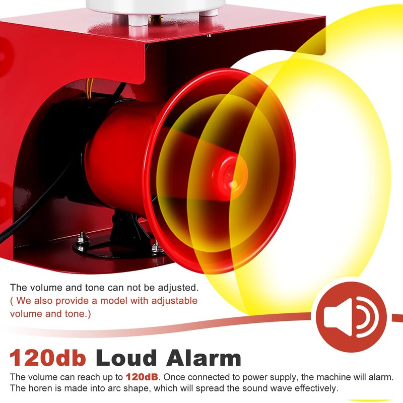 Saladulce 120dB Industrial Siren Alarm, IP55 Outdoor Sound and Light