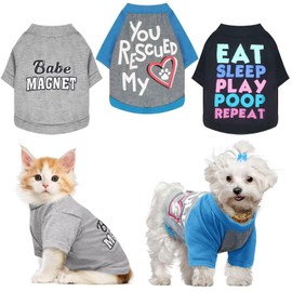 PETCARE 3 Pack Dog Clothes for Small Dogs Boy Yorkie Chihuahua Shih Tzu Cute Puppy Clothes Soft Breathable Dog Shirts Pet Clothing Male Doggy Cat T-Shirts Apparel Costume