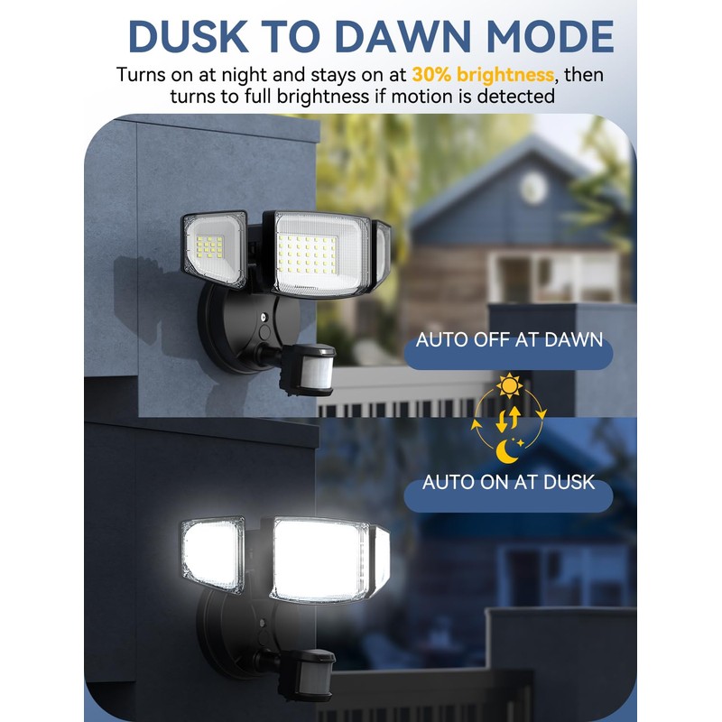 Olafus 42W Motion Sensor Outdoor Light Plug in, Motion Flood