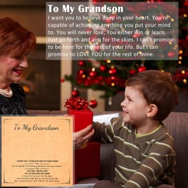 CERSLIMO To My Grandson Gifts - Mens Gifts Cuban Chain for Him, Cuban Chain Necklace for Boys & Men Birthday Valentines Day Anniversary Christmas Presents for Grandson