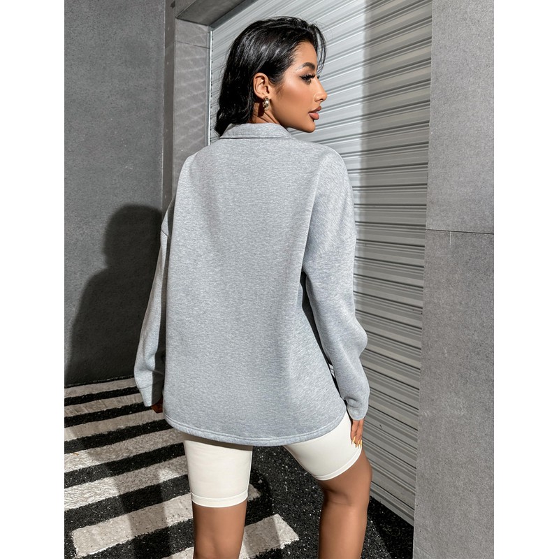 Blooming Jelly Women Quarter Zip Pullover Long Sleeve Oversized Sweatshirt