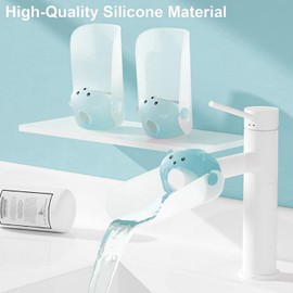 QOOWFEANIG 2 Pcs Faucet Extender for Kids and Toddlers, Sink Extender for Kids Hand Washing, Baby Sink Extender Faucet Cover Suitable Bathroom, Kitchen, Bathtub Sink, Fits Most Faucets