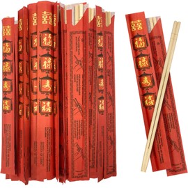 52USA Disposable Bamboo Chopsticks (200 Sets), Wooden Japanese Chopstick Bulk, 9'' Long Chopsticks Disposable, Individually Wrapped Chinese Chopstick