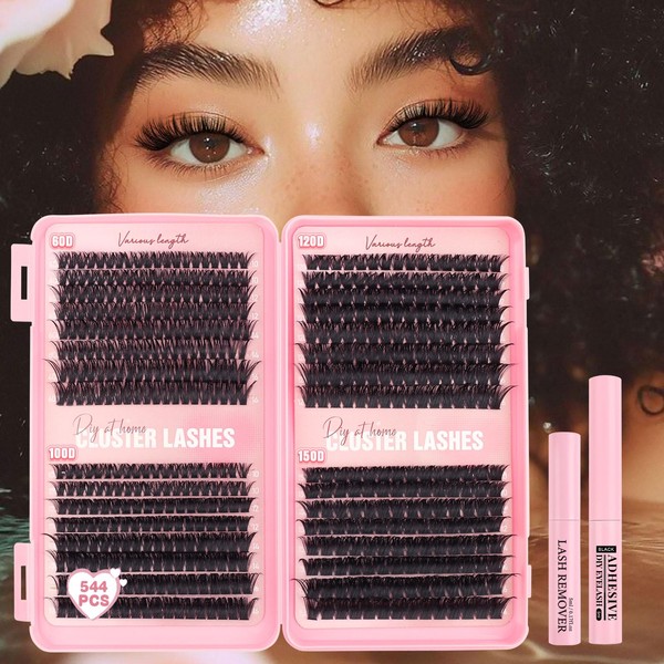 Parriparri Individual Eyelashes Kit 544pcs Cluster Lashes Book with Eyelash