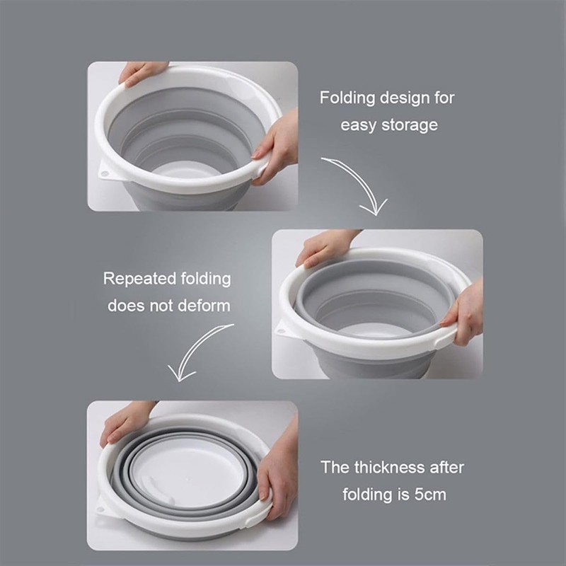 König Design Foldable Bucket, Round, Space-Saving & Robust, BPA-Free, Ergonomic