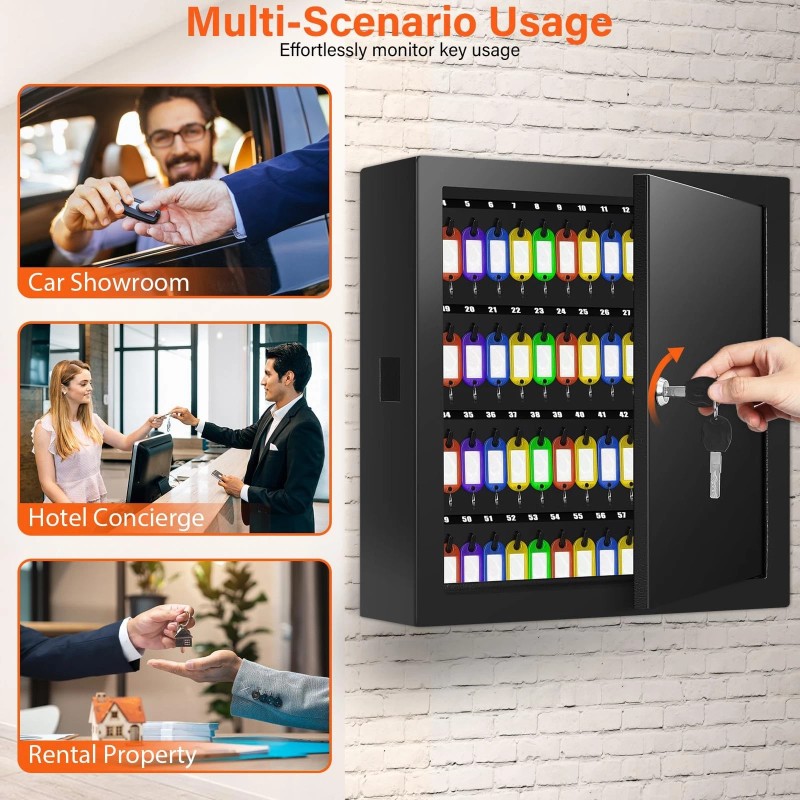 Nebakne 100 Keys Key Cabinet, Anti-Theft Key Lock Box with