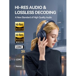 1MORE SonoFlow Pro HQ51 Wireless Over-Ear Headphones, Reduce Noise by Up to 45dB, Hi-Res Audio, 100H Playtime, App Control, Bluetooth 5.4, AI Clear Calls, Ultra-Light Comfort for Travel Office, Blue