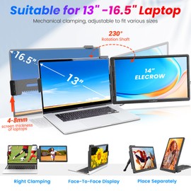 FamilyKit Laptop Screen Extender, 14" 1080P CrowView Laptop Monitor Extender, FHD Portable Monitor for Laptop (13"-16.5"), Compatible with Android Mac Wins, Screen Extender for Laptop