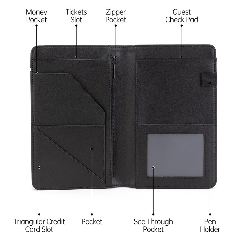 Server Book, Server Books for Waitress, Leather Server Book with