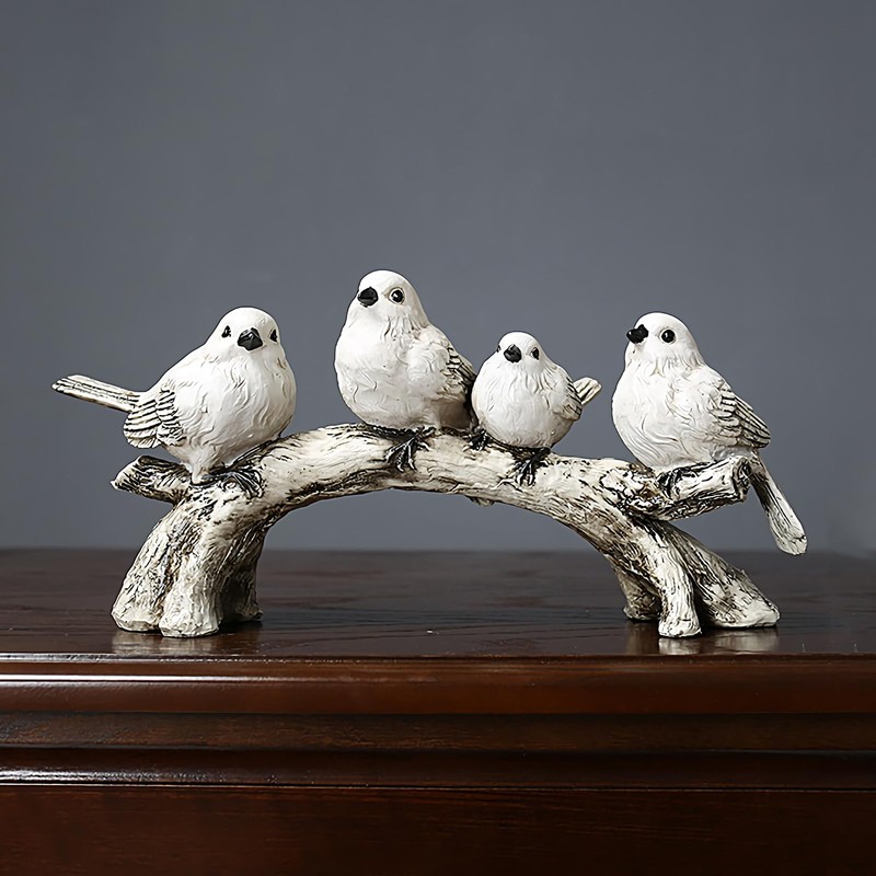 Bird Figurines - Animal Bird Ornaments,Standing on Branch Home Decoration