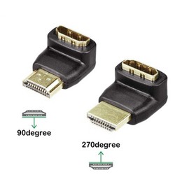 IRYNA 2 Pack HDMI 90 Degree Adapter and 270 Degree Male to Female Adapter, Right Angle HDMI, HDMI Male to Female Adapter Support 3D 4K HDMI Extender