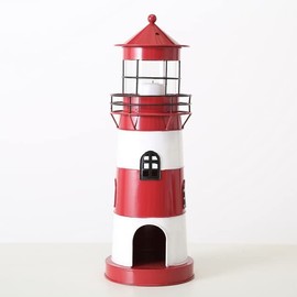 Maritime Lantern Lanterns Lighthouse Observation Tower Made of Iron Sizes (Red White, Small)