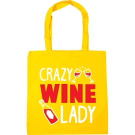Hippowarehouse Crazy Wine Lady Tote Shopping Gym Beach Bag 42cm x38cm, 10 litres