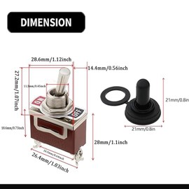 LxcshLjx 2pcs Toggle Switch with Waterproof Cap Terminals, 12V DC 30A ON/Off 2 Pin SPST Waterproof Switch, Heavy Duty 15A 250V AC 2 Pin 2 Position Marine Metal Switch for Auto Car Boat Truck