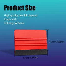 Mearo Plastic Felt Edge Squeegee, Felt Squeegee for Vinyl, 4 Inch Vinyl Wrap Squeegee Applicator Tool for Car Vinyl Wrap, Window Tint, Wallpaper, Decal Sticker Installation, Pack of 10 (Red)