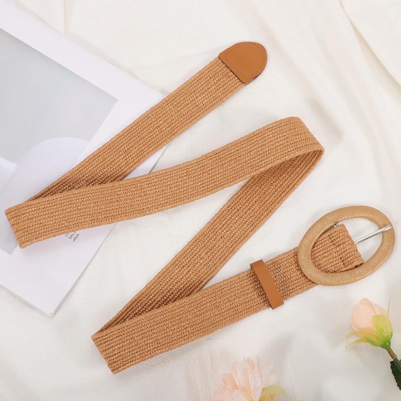 XZQTIVE Straw Woven Belt for Women Stretch Elastic Braided Waist