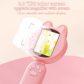 Crspexil Microscope, Digital Microscope,Holding Magnifying Glasses，2’’ IPS Eye-Protecting Screen,4 Zoom Buttons,8 LED Lights,Built-in Mini-Games.Christmas,Birthday,Edu Gifts.