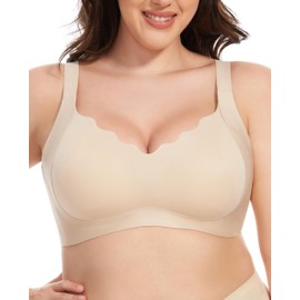 Vinfact Push Up Bras for Women No Underwire Seamless Wireless Bras Full Coverage Comfortable Supportive Bralettes Nude M