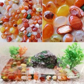 100 Pcs Mixed Agate Stone Tumbled Stones, Rainbow Natural Bulk Assorted Tumbled Polished Stones Healing Crystal Set, Succulents Bedding, Vase Filler, Landscape Bottom Decoration Stone (10MM-15 MM)