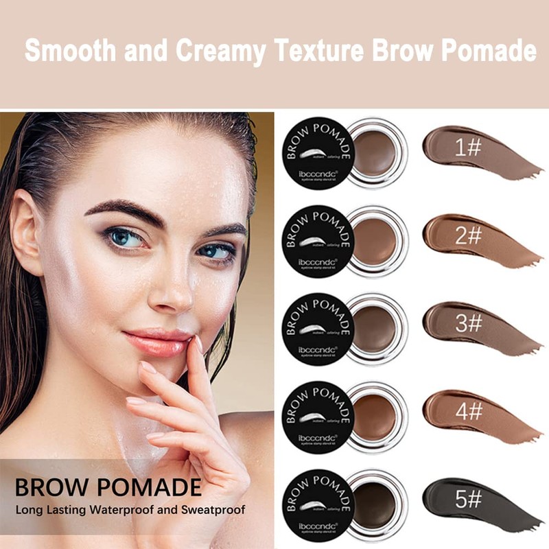 SHEEYOON Eyebrow Stamp Stencil Set, Eyebrow Pomade with 10 Simple