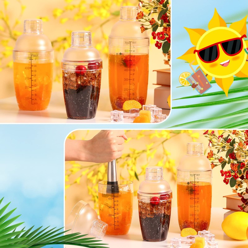 Lallisa 12 Pcs Plastic Cocktail Shaker Drink Mixer with Scales