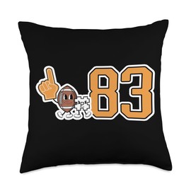 Retro Football Player Apparel Retro Orange Foam Finger Football Player #83 Throw Pillow, 18x18, Multicolor