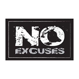 Fitnus Chart Series No Excuses Inspirational Laminated 18" X 24" Poster (No Excuses Black/Gray)