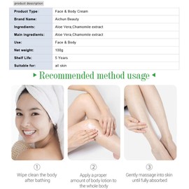 AICHUN BEAUTY Moisturizing Face And Body Cream With Collagen Shea Butter Camomile Aloe Vera Extract Paraben-Free 100ml 3.38Fl.oz (Collagen & Aloe Vera Extract)