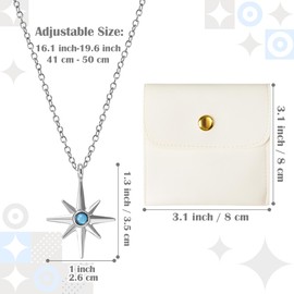 PANTIDE North Star Necklace for Women - North Star Charm Pendant Necklace, Adjustable Celestial Starburst Dainty Necklace Fashion Jewelry, Christmas Wedding Anniversary Birthday Gift (Silver)