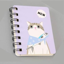 BE-TOOL Cartoon Diary Notepad Mini Spiral Notebook A7 Cat Purple 160 Pages (Pack of 1)