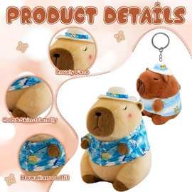 ZPSOSPZ Adorable Soft Capy-bara Doll, Capy-bara Stuffed Animal, Capybra Plush, Summer Style Capybra Plush Toy, Cartoon Realistic Plush Dolls for Fans, Simulation Animal Pillow, 2PCS