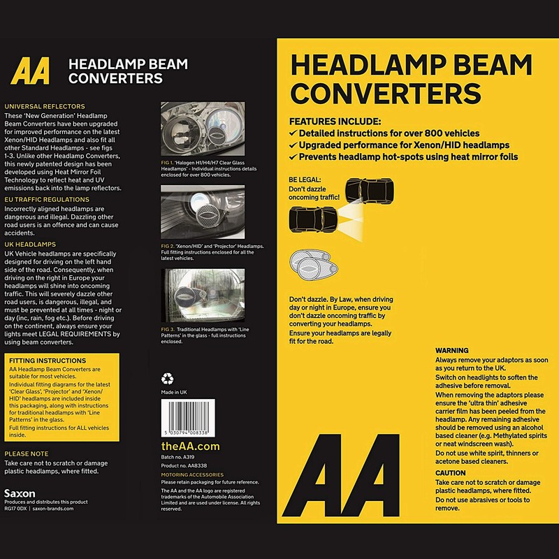 AA Car Headlamp Headlight Beam Converters Adaptors Benders AA8338 –