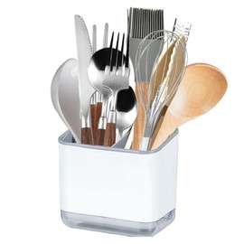 Cutlery Holder Cutlery Organiser Kitchen Utensil Holder (Grey) | 3 separate compartments, draining, air permeable, safe ABS material