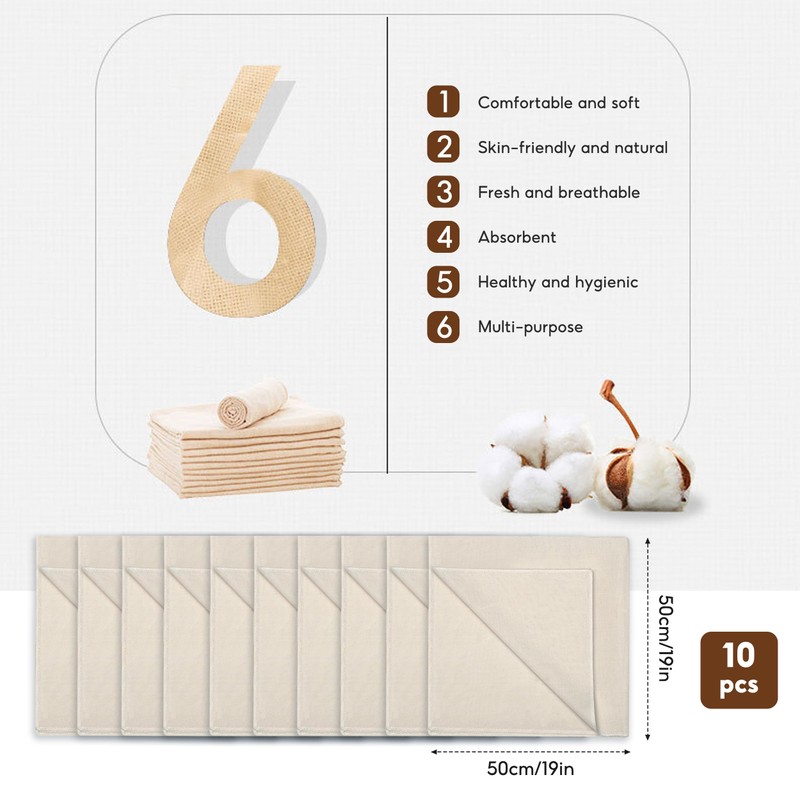 Muslin Cloths for Cooking, 10Pcs Cheese Cloths for Straining, 50
