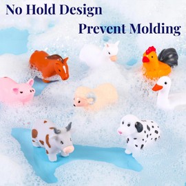 Befunsol Bath Toys for Toddlers 1-3, Mould Free Kids Toddler & Baby Bath Toys for 1 2 3 Year Old Boys Girls, 8PCS Farm Animal No Hole Bathtub Water Toys with Bath Toy Storage Mesh Bag