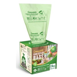 UNNI Compostable Trash Bags, 2.6 Gallon / 9.84 Liter, 100 Count, Extra Thick 0.71 Mil Small Kitchen Food Scrap Bin Liners, Certified by BPI, CMA & OK compost HOME, Meets the ASTM D6400 Standard