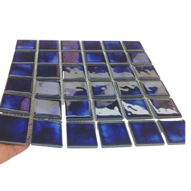 Tenedos Square Marble Blue Porcelain Mosaic Floor Wall Tile Shiny Look 2x2 Inch (Box of 5.44 Sq Ft) for Kitchen Backsplash, Bathroom Shower, Accent Wall, Pool Tile