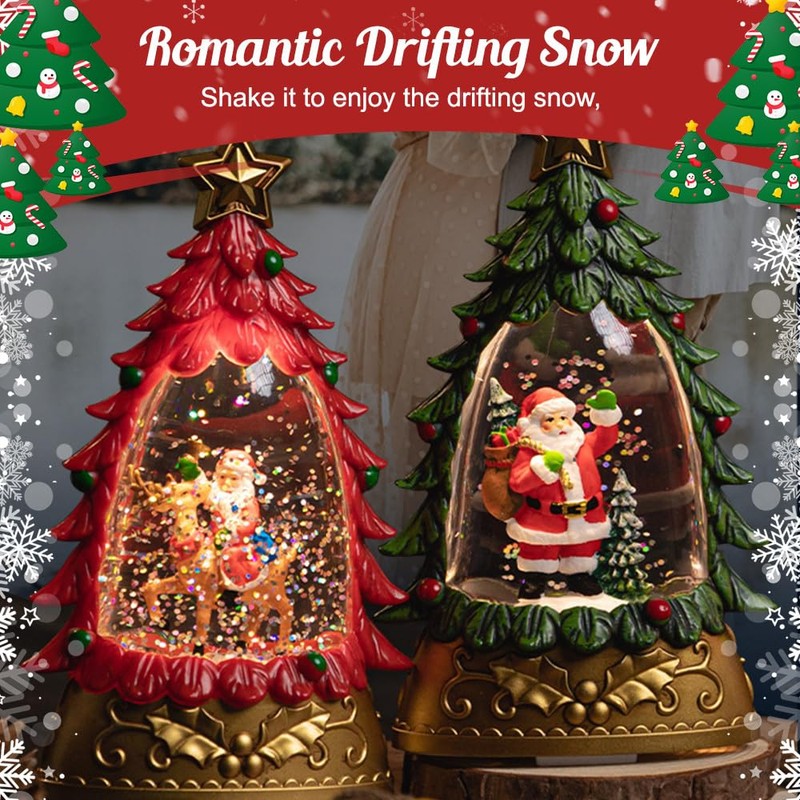 Christmas Snow Globe Lantern, Lighted Water Glittering Lantern, Christmas Festival