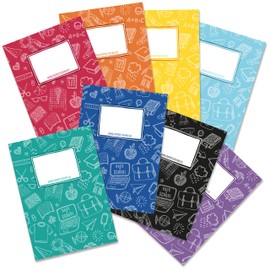 Papierdrachen 8 High-Quality Paper Notebook Covers for Children, DIN A5, Scribble Motif, Ideal for School, Notebook Cover 250 g/m², Set Number 9