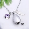 KnSam Stainless Steel Ash Pendant, Drop Heart Necklace with Birthstone