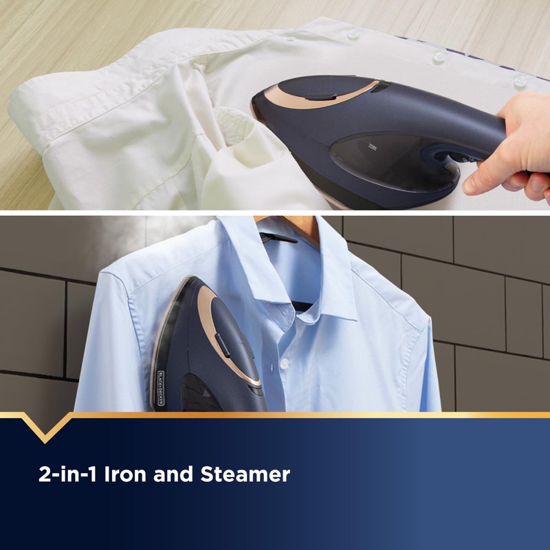 BLACK+DECKER Press & Steam 2-in-1 Iron and Steamer, 180% More