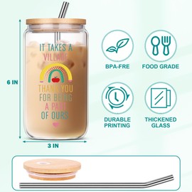 Thank You Teacher Gift - It Takes a Village Appreciation Cup Gifts for Daycare, Preschool Staff, Therapist, End of Year, Christmas, Graduation