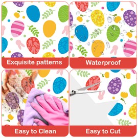 4 Pack Easter Tablecloth Party Decorations, 54 x 108 Inch Rectangular Plastic Easter Egg Bunny Table Cloth, Waterproof Disposable Table Cover for Spring Easter Birthday Party Decor Supplies