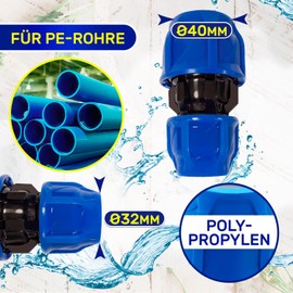 Reducing Clamp Connector Diameter 40 mm x 32 mm Polypropylene Polypropylene Sleeve for Connecting Polyethylene PE Pipe MONTERAL