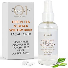 Hydrating Toner Spray for Face - Green Tea & Black Willow Bark, Alcohol-Free, Paraben-Free, Soothing & Clarifying for All Skin Types - 120ml/4oz