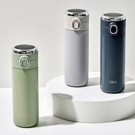 CLINA (1+1) CLINA Edge Smart Temperature Display One-Touch Tumbler Insulated Cold Bottle 420ml, 2 Khaki / 클리나 (1+1)클리나 엣지 스마트 온도표시 원터치 텀블러 보온보냉병 420ml, 카키 2개