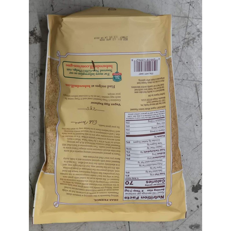 64oz Organic Whole Ground Golden Flaxseed Meal Bob's Red Mill