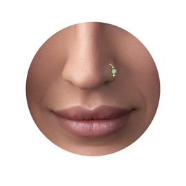 Green Opal Nose Ring Hoop - 14k Gold Filled Nose Piercing ring