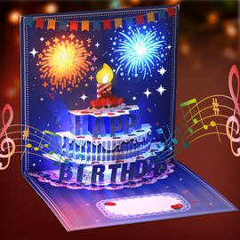 AOOTE 3D Pop Up Birthday Card,Lights & Sound Pop up Happy Birthday Card,Premium 3D Pop Up Greeting Cards,Greeting Cards With Envelopes for Mom,Women,Men,Kids,Dad,Father,Wife