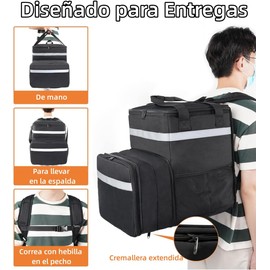 Mochila de Repartidor Aislada, Mochila de Entrega de Alimentos Expandible